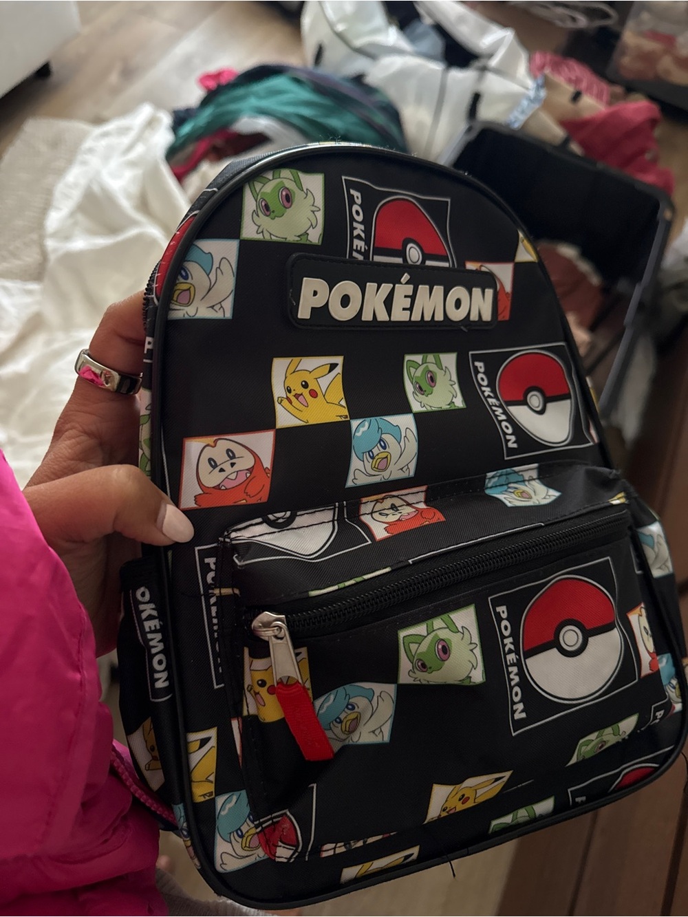 Pokemon Black Character Print Mini Backpack- Toddler Backpack- Daycare Backpack